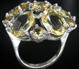 Крупное кольцо с чистыми цитринами Серебро 925