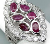Кольцо с крупными рубинами Серебро 925