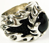 Перстень "Адское Око" с диопсидом и кожей ската Серебро 925