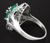 Ажурное серебряное кольцо с насыщенными изумрудами Серебро 925