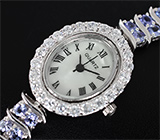 Часы на элегантном серебряном браслете с танзанитами Серебро 925