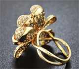 Эксклюзив! Авторское золотое кольцо с мексиканским огненным опалом и бриллиантами Золото