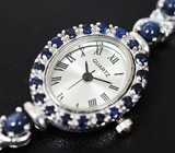 Часы с синими сапфирами на серебряном браслете со звездчатыми сапфирами Серебро 925