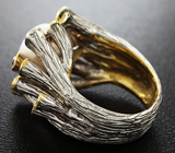 Серебряное кольцо с жемчужиной и самоцветами Серебро 925
