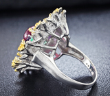 Эффектное cеребряное кольцо с рубином, аметистами, изумрудами и танзанитами Серебро 925