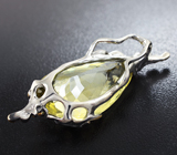 Серебряный кулон с лимонным цитрином и сапфирами лимонным цитрином и сапфирами Серебро 925