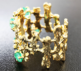 Золотое кольцо с яркими уральскими изумрудами 2,29 карат и бриллиантам Золото
