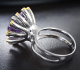 Серебряное кольцо с аметистом 6,49 карата и цаворитами