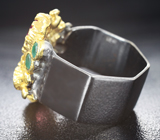 Серебряное кольцо с рубинами, изумрудами и мозамбикским гранатом Серебро 925
