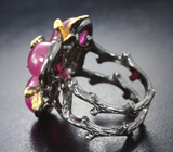 Серебряное кольцо с рубинами 26,95 карата и розовыми турмалинами Серебро 925