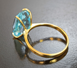 Золотое кольцо с чистейшим голубым топазом авторской огранки 9,64 карата Золото