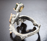 Серебряное кольцо с кристаллическим черным опалом и альмандинами гранатами Серебро 925