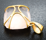 Золотой кулон с розовым кварцем авторской огранки 21,38 карата Золото