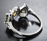 Чудесное серебряное кольцо с разноцветными турмалинами Серебро 925